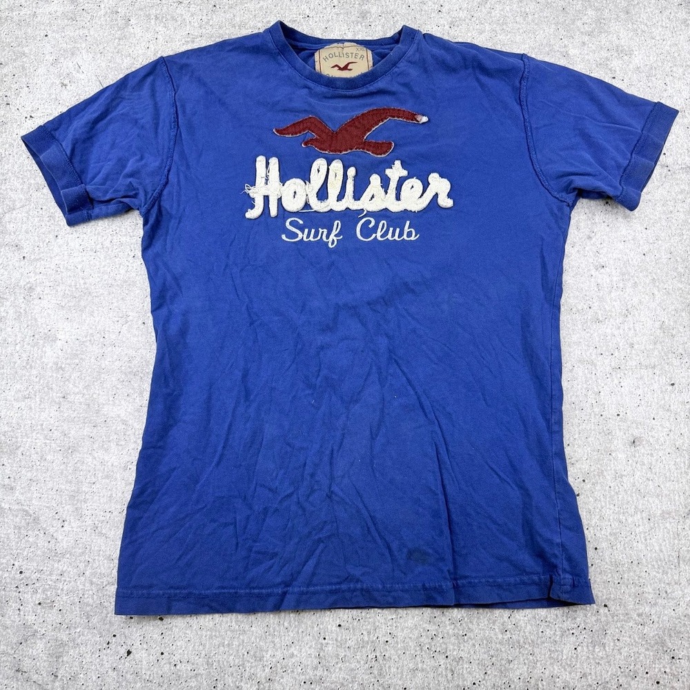 Y2K Hollister Surf Club Graphic Tee Blue Short Sleeve Youth XXL California Bird